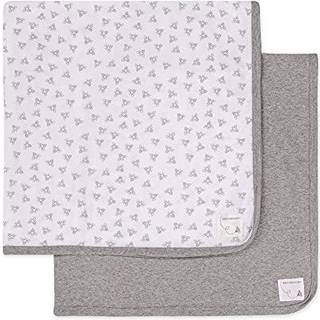 Burt's Bees Baby - T?pper S?t p? 2 100% Organisk bomuld Swaddle Slutter Modtagende t?pper (Heather Gray Solid + Honeybee Print) 29x29 tommer (pak