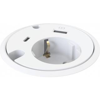 Powerdot 16 - 1 El, 1 USB-A-lader, 1 USB-C-port, 2 gennemføringshuller, Farve Hvid