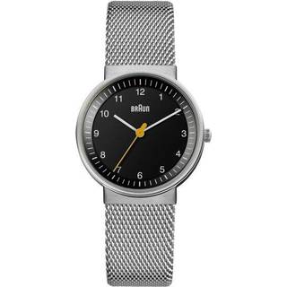 Braun Classic Quartz Black Dial Steel Mesh Strap Ladies Watch BN0031BKSLMHL