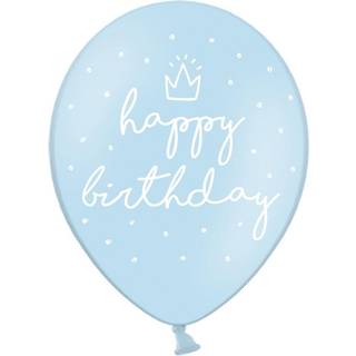 6 stk. Balloner pastel babyblå 30 cm – elegant print til fødselsdagsfest