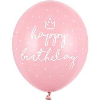 6 stk. Balloner pastel baby pink hvidt print – Stærke & elegante til fødselsdag 30 cm