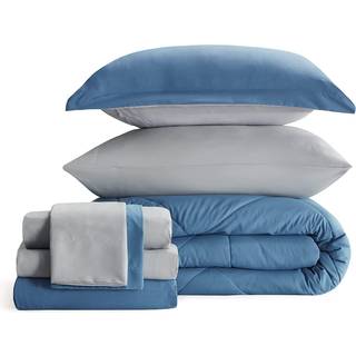 Sengesure King Size Comforter Set - 7 stykker reversibel king -seng i en taske King Bed Set med Dyns Sheets Pillowcases & Shams
