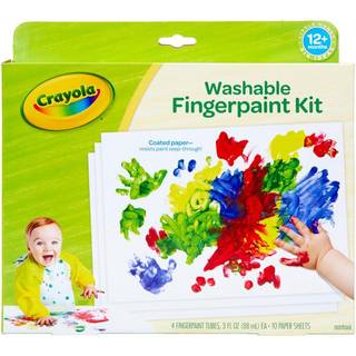 Crayola vaskbar fingermaling s?t sm?barn malingss?t 4 r?r maling 10 ark papir gave