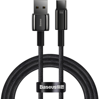 Baseus Tungsten Gold hårdført vævet USB til USB-C kabel - 1m - Sort