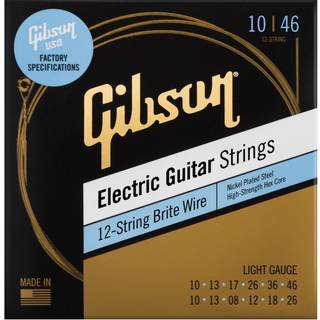 Gibson Brite Wire Electric Guitar Strings, 12-String Light Gauge 10-46