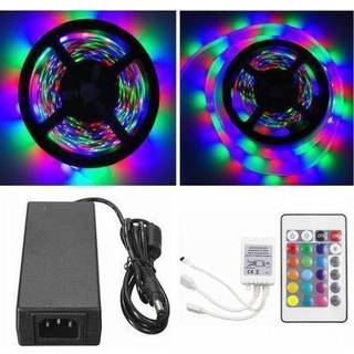 20 meter (4x5 meter), 12 volt, 96 watt, IP65, RGB LED strip - KOMPLET SÆT - 4x5 m Strips + Bluetooth Musik Controller m. 2 udgange sort