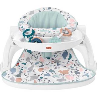 Fisher-Price Portable Baby Stol sit-me-up gulv s?de med udviklingsleget?j og maskine vaskbar s?depude Pacific Pebble