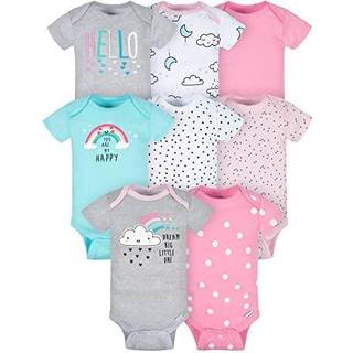 Gerber Baby Girl's 8-Pack Short Sleeve Onesies Bodysuits Clouds Preemie