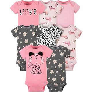 Gerber Baby 8-Pack Short Sleeve Onesies Bodysuits Leopard Pink Nyfødte