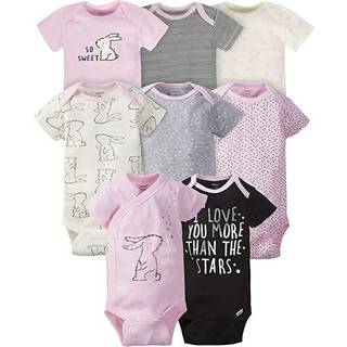 Gerber Baby Girl's 8-Pack Short Sleeveve Onesies Bodysuits Bunny Preemie