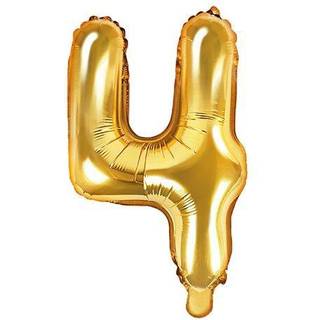 1 stk. Folieballon Tal 4 Guld 35 cm – Perfekt til Festlig Dekoration & Jubilæum