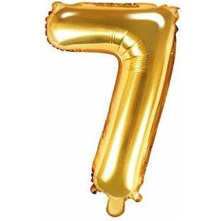 1 stk. Folieballon Tal 7 Guld 35 cm – Perfekt til Jubilæum & Fødselsdagspynt