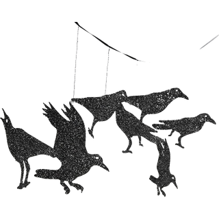 Glitter sort krage bur dekorationer til gotisk halloween tr? h?ngende dekorationer ravn fugl og bur banner krans midtpunkt baggrund for r?dsel te