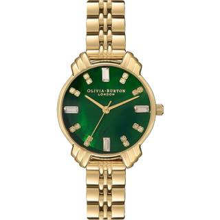 Olivia Burton Art Deco Green & Gold Bracelet Watch