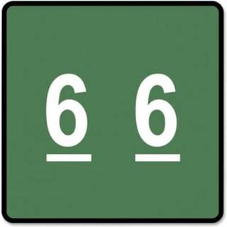 Smead 67426 Single Ciffer End Tab Labels nummer 6 Gr?n 250/rulle