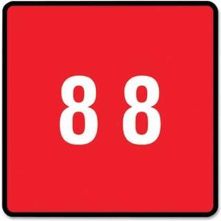 Smead DCC og DCCRN farvekodede numeriske etiketter SMD67428 nummer """" 1 1/2 """" W x 1 1/2 """" L Red 250 pr. Rulle