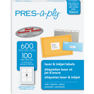 Pres-a-lags mailingetiketter (s?t af 2) [S?t med 2] M?ngde: 600 / kassetiketst?rrelse: 3,75 """" H x 3 """" W