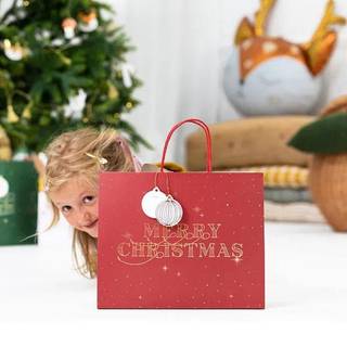 Rød MERRY CHRISTMAS gavepose