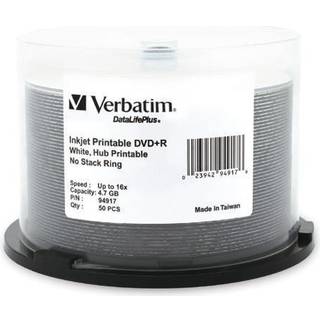 Verbatim DVD+R 4,7 GB 16X Datalifeplus White Inkjet Printbar Hub Printbar - 50pk spindel