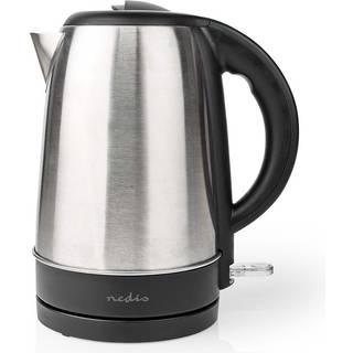 Nedis - Elkedel | 1.7 l | Rustfrit stål | Aluminium / Sort | Drejelig 360 grader | Skjult varmeelement | Strix®-controller | Beskyttelse mod kogetørring - KAWK340EAL