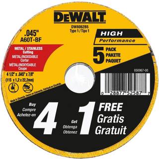DEWALT 4-1/2 tommer Cut-Off Wheel Angle Grinder Cutting Disc General Purpose 5-Pack (DW8062B5)