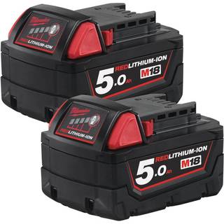 Milwaukee 18v batterisæt m18 b52 2x5,0ah batteri