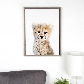 Kate og Laurel Sylvie Baby Gepard Dyretryk Portr?t Indrammet l?rreds v?gkunst af Amy Peterson 18x24 Gr?