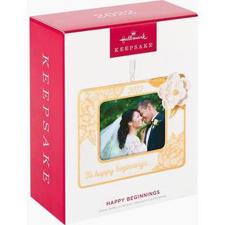 Hallmark keepsake Christmas Ornament 2022 Happy Beginnings Picture Frame Porcelain Wedding Gift til par