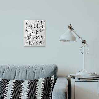 Stupell Industries Faith Hope Home Family Inspirational Word on Wood Texture Design Wall Plaque 12 X 18 Multi-Color