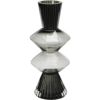 Bloomingville Glass Riftet Vase 4 """" L X 4 """" W X 10 """" H Smoke