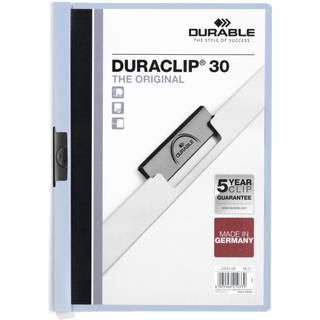 Durable Duraclip klemmappe til 30 ark lysblå
