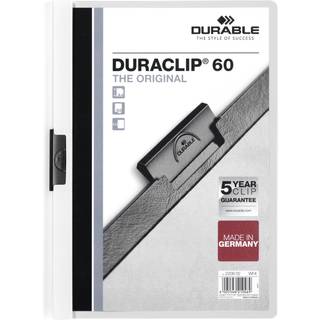 Durable Duraclip 60 originale klemmappen klar forside A4 ark. hvid, pose med 5 stk