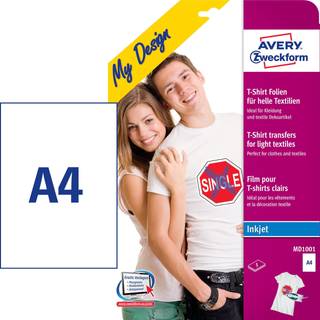 Avery tekstil transfers A4 til lyse tekstiler MD1001