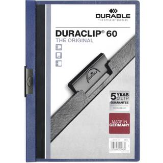 Durable Duraclip 60 originale klemmappen klar forside A4 ark blå, pose med 5 stk
