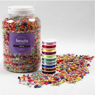 Perler og Smykkeelastik, 6-20 mm, 1 pk