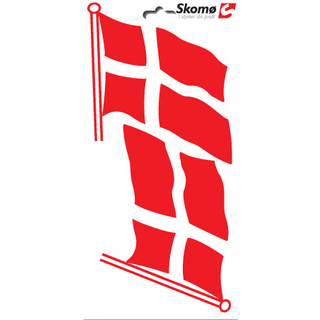 DK Flag På Stang - Vinyl Stickers Selvklæbende - Sæt Med 2 stk