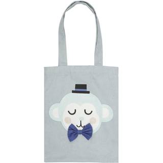 Monty monkey tote bag, 25x35 cm - Teal