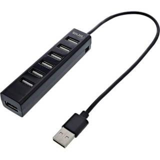 InLine USB 2.0 Slim Hub - 7 vejs - Sort - 50 cm
