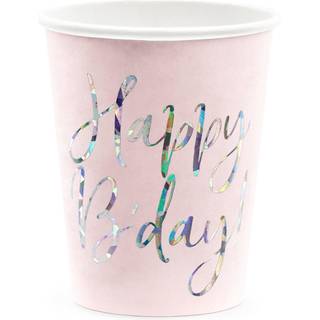 Lyserøde papkrus Happy B' day