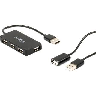 Maxlife Home Office USB 2.0 hub USB - 4x USB 0,15 m black + cable 1,5 m