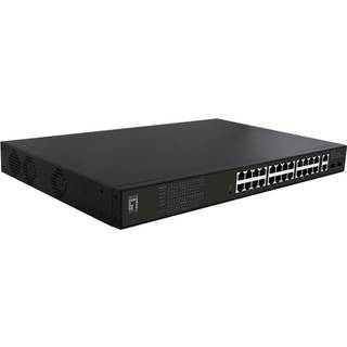 LevelOne GEP-2821 28-Port Gigabit PoE Switch 24 PoE Outputs 2 x Gigabit RJ45 2 x Gigabit SFP 802.3at/af PoE 390W