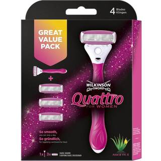 Wilkinson Sword Quattro for Women Aloe & Vit. E Barberingsmaskine + Ekstra blade 4 stk
