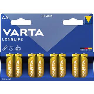 Varta Longlife AA batterier, pakke med 8 stk