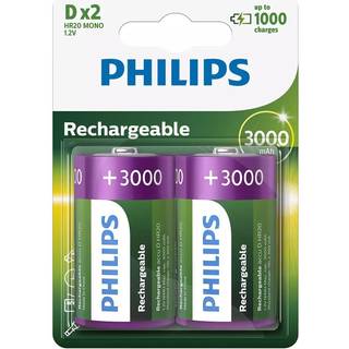 Philips D Genopladelige batterier 3000mAh - 2 Pak
