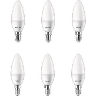 Fordelspakke 6x Philips Pære LED E14 Kerte Matt 5W 470lm - 827 Ekstra Varm Hvid