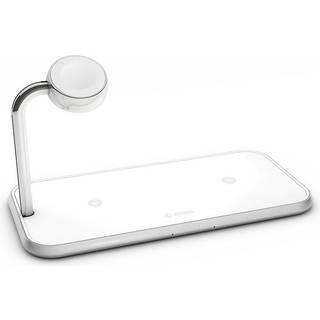 ZENS Triple Alu. Lader Qi Trådløs 220V 2x10W med Apple Watch Lader (Apple QC 7,5W) hvid