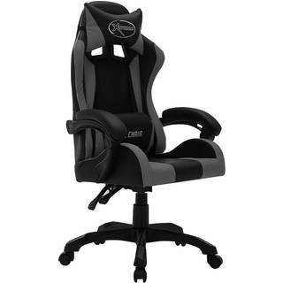 gamingstol m. LED-lys RGB-farver kunstlæder grå og sort