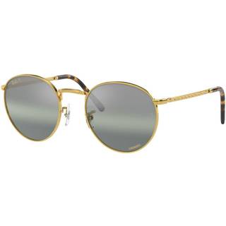 Ray - Ban Unisex RB3637 NEW ROUND 9196G4 Solbriller Metal Guld Grøn Pantos Polariseret Skygge