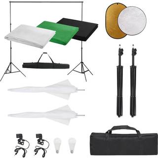 fotostudiesæt med lampesæt + baggrund og reflektor