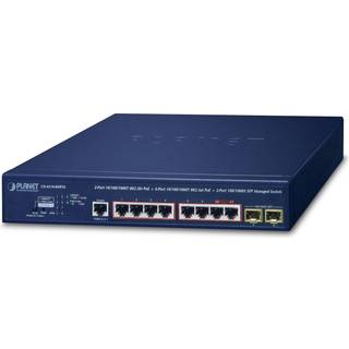 PLANET IPv6/IPv4, 2-Port Administreret L2/L4 Gigabit Ethernet (10/100/1000) Strøm over Ethernet (PoE) 1U Blå